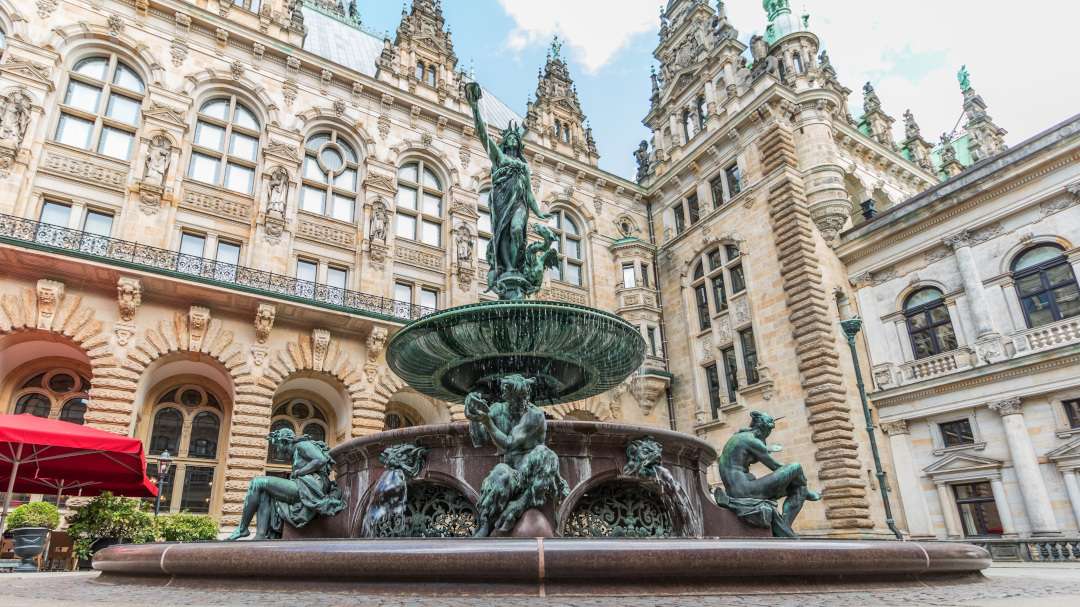 Town hall fountain in Hamburg, Germany