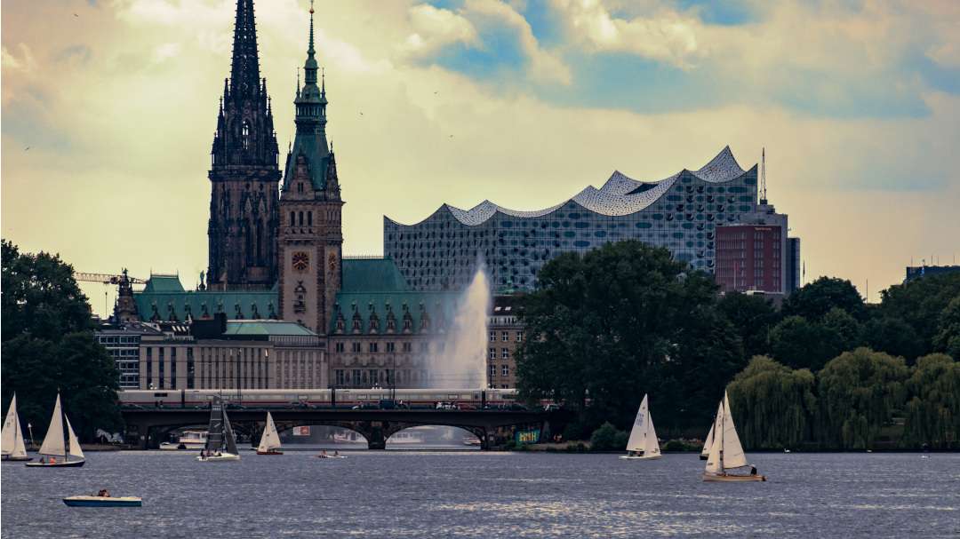 The Alster Lakes in Hamburg, Germany