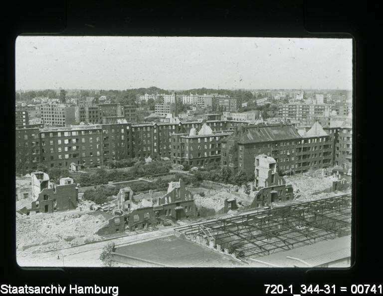 Buildings reduced to rubble in WWII in Hamburg, Germany