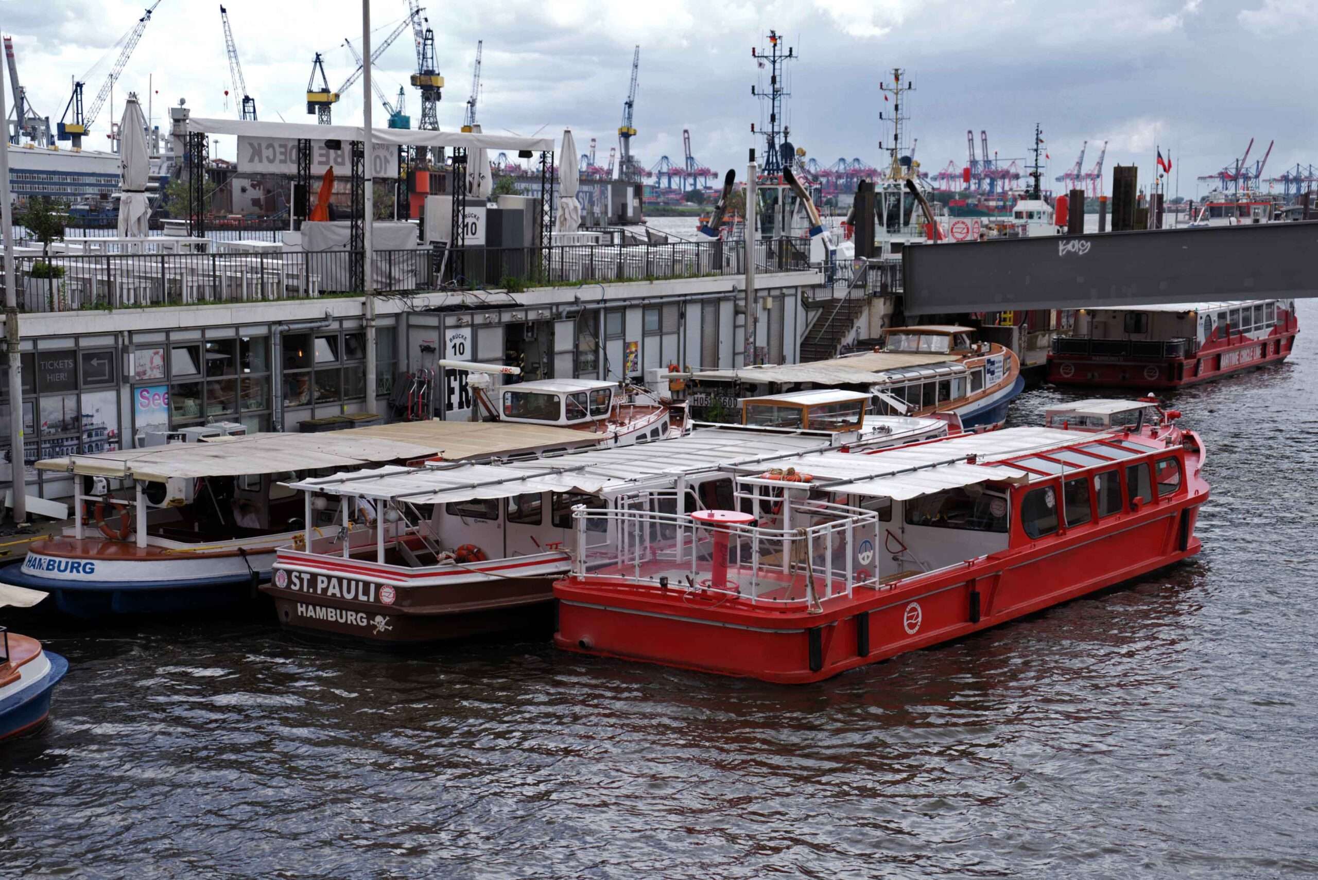 various boats docked in hamburg