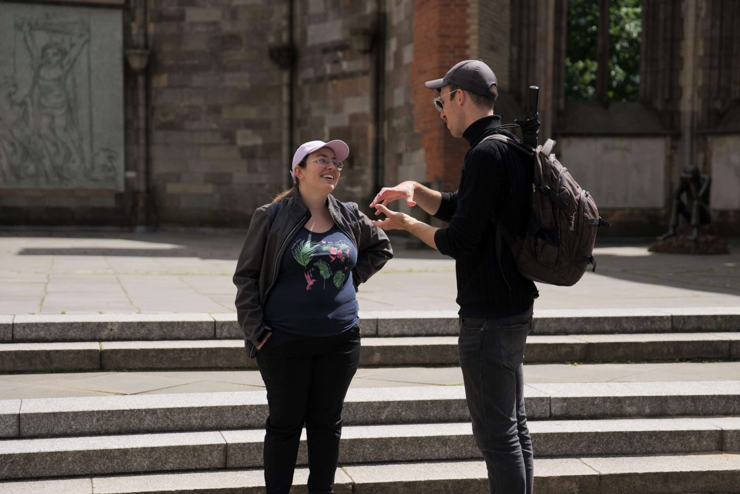 guide informative guide on a walking tour